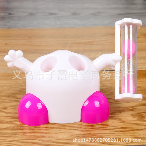 Factory Direct Plastic Toothbrush Holder 3-Minute Timer Hourglass Children's Brushing Timer Cartoon Creative Ornament