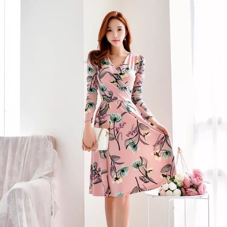 2021夏季D家新款甜美女装 收腰显瘦 七分袖印花棉连衣裙女厂家直