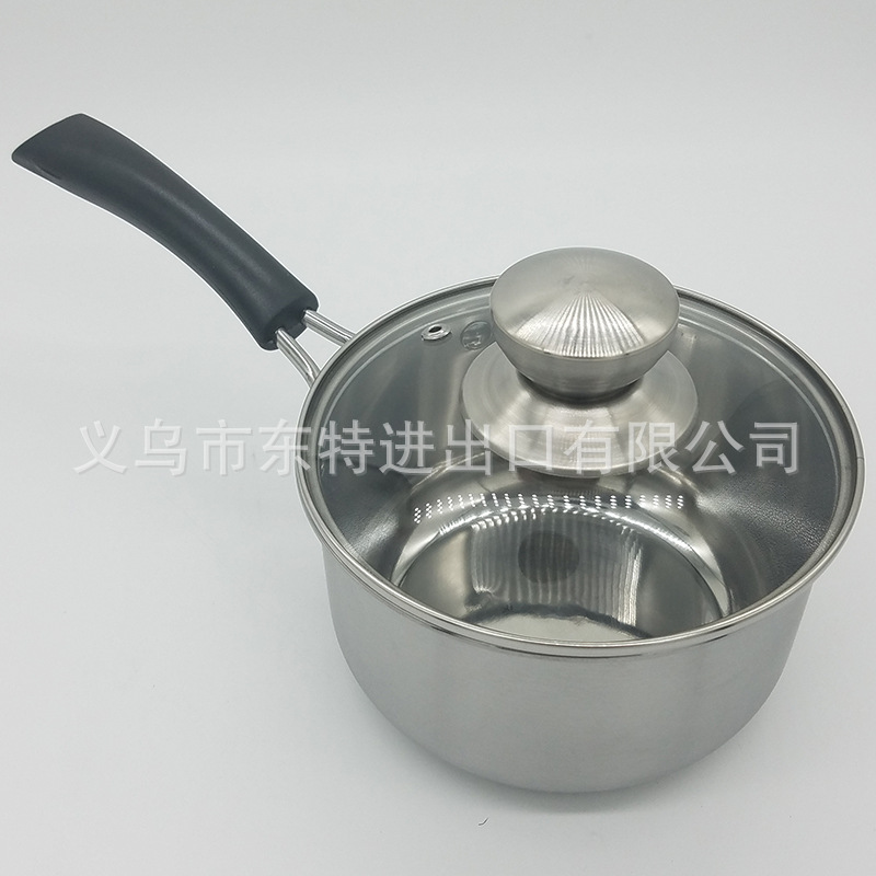 Factory direct sales of stainless steel milk pot single-handle milk pot three-piece set 16/18/20 household noodle pot gift set pot detail image 9