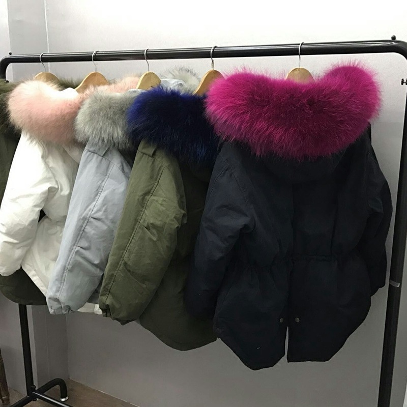 2017韓國東大門冬裝新款加厚羽絨衣女式收腰貉子超大毛領連帽外套