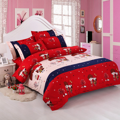 厂家批发印花磨毛贡棉四件套 超柔加厚卡通4件套床上用品