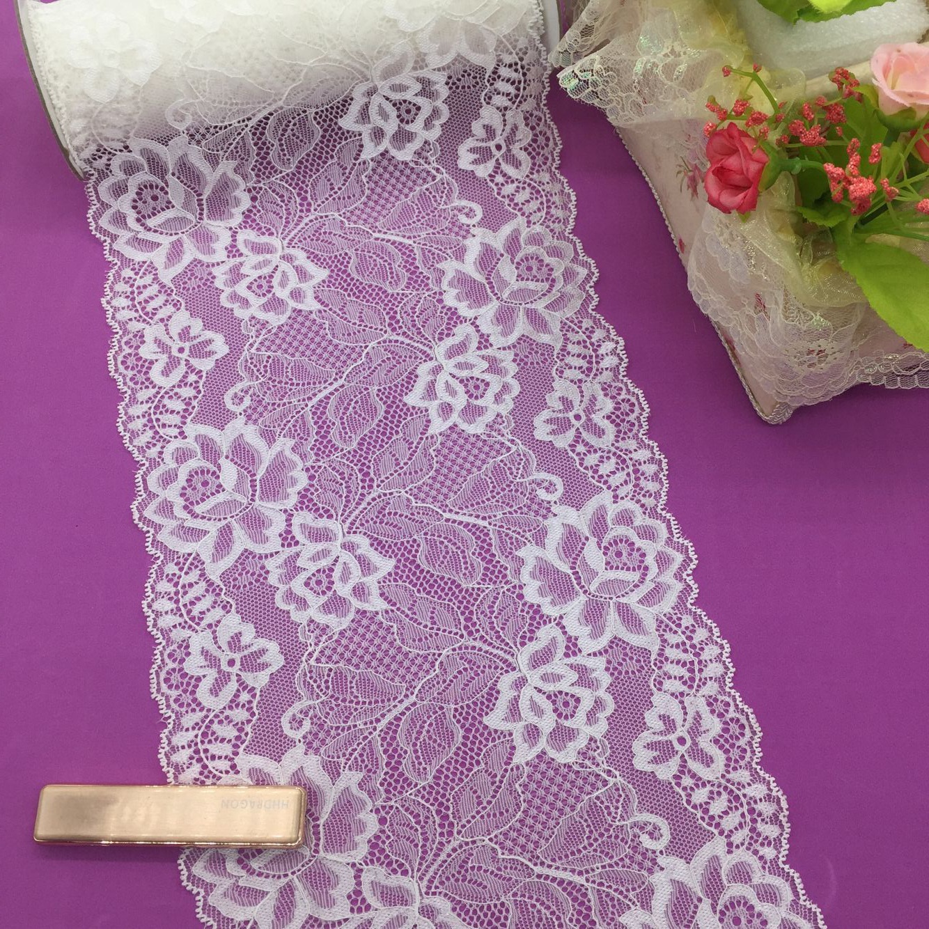 蕾丝花边宽幅花边18CM裹胸花边电脑平板弹力大边现货【金德花边】