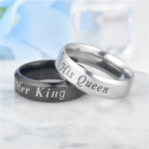 European and American Best-Selling New Herking His Queen Queen Fashion Couple's Ring Pair Manufacturer's Hot Selling Item