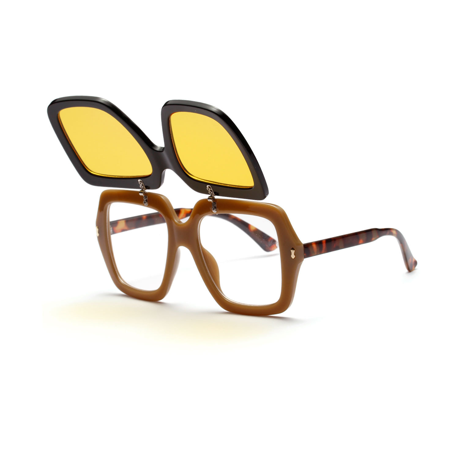 جديد الأزياء الملونة شفافة كبيرة إطار النظارات الشمسية الوجه مزدوجة نظارات بالجملة display picture 4