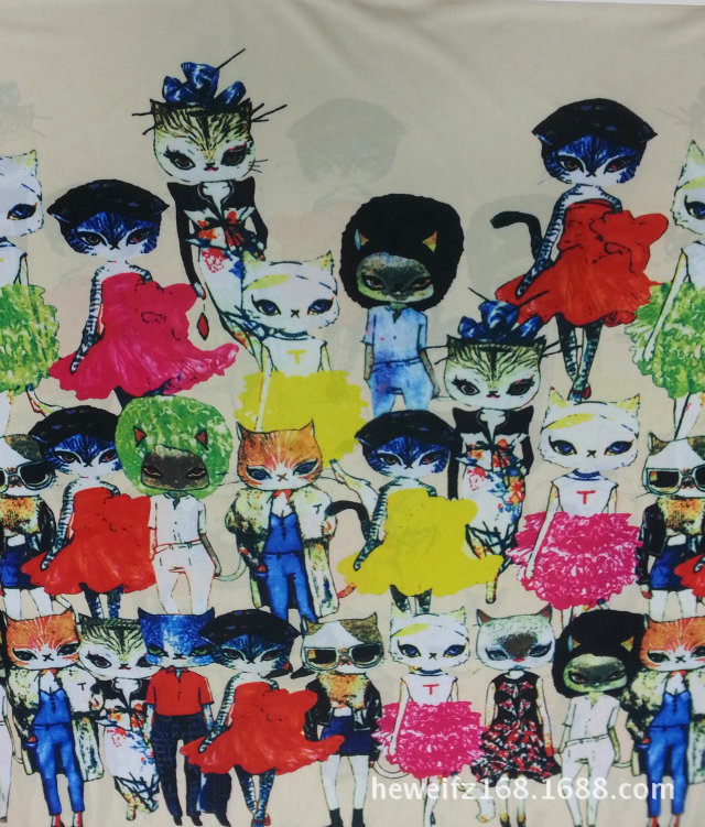 转移印花厂F9190 供应花型加工印花可印雪纺 涤棉 针织等服装面料