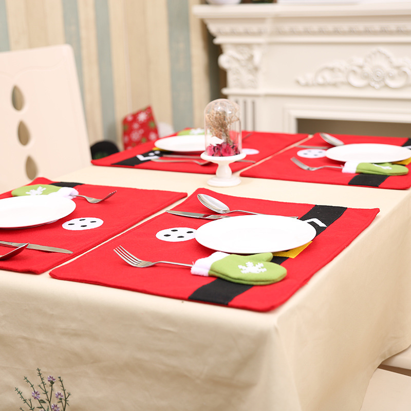 Christmas Tableware Mat Christmas Knife and Fork Mat Christmas Placemat Christmas Home Furnishings Christmas Desktop Decoration_voghion.com