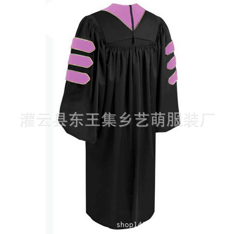 美式学士服博士服英式毕业服百褶款国外黑色博士服奢华打皱-阿里巴巴