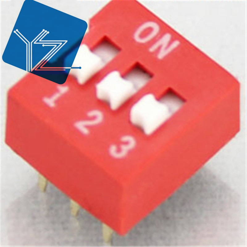 红色拨码开关 3位 2.54mm 3P 6脚 编码开关 平拨开关