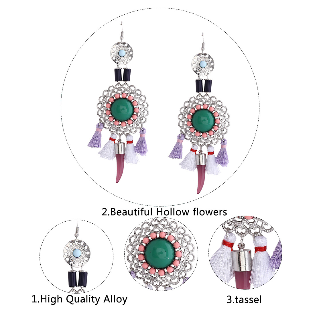 Retro alloy Diamond earring (black)NHNMD3799-black