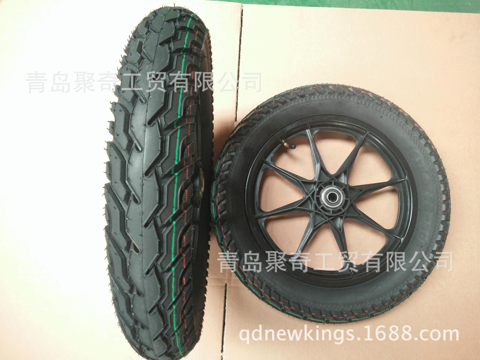 高含胶量16x2.125塑胶轮毂轮子 高载重 耐磨 户外打猎车 三轮车轮