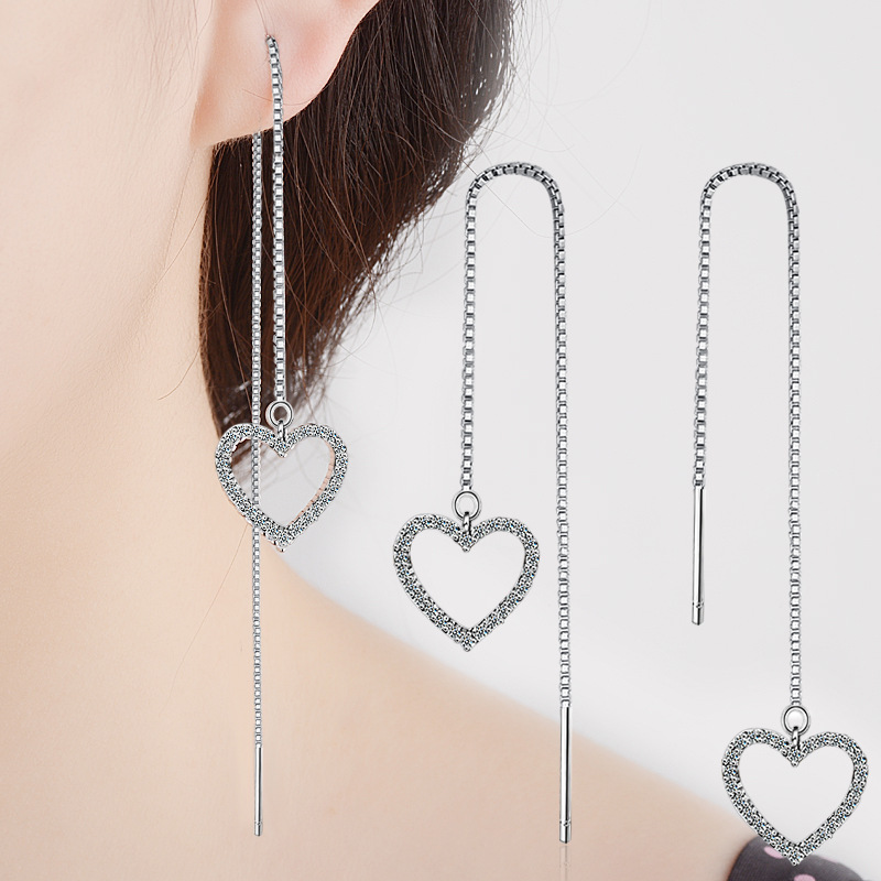 流苏耳线网红镶钻长款流苏耳坠女耳饰韩国气质个性耳饰