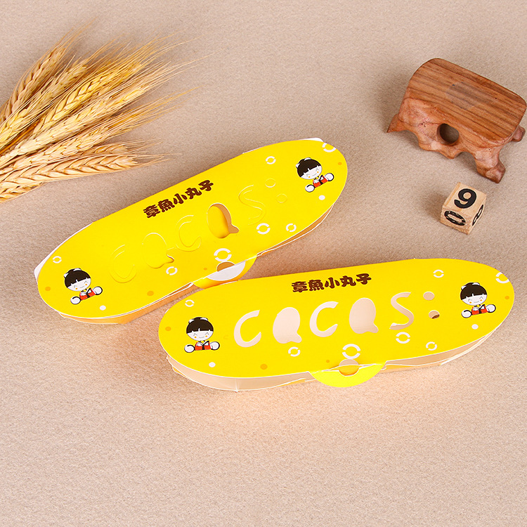 定做 卡通牛皮纸食品包装盒 抗皱可折叠章鱼小丸子外卖打包盒