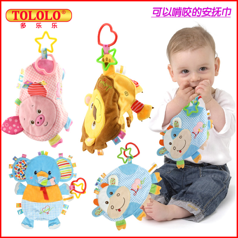TOLOLO婴儿玩具卡通动物安抚巾可啃咬新生儿母婴玩具毛绒安抚巾|ru