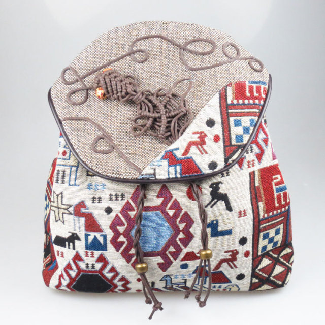 Yunnan Ethnic Wind Backpack  New Linen Hat Shoulder Women’s Bag