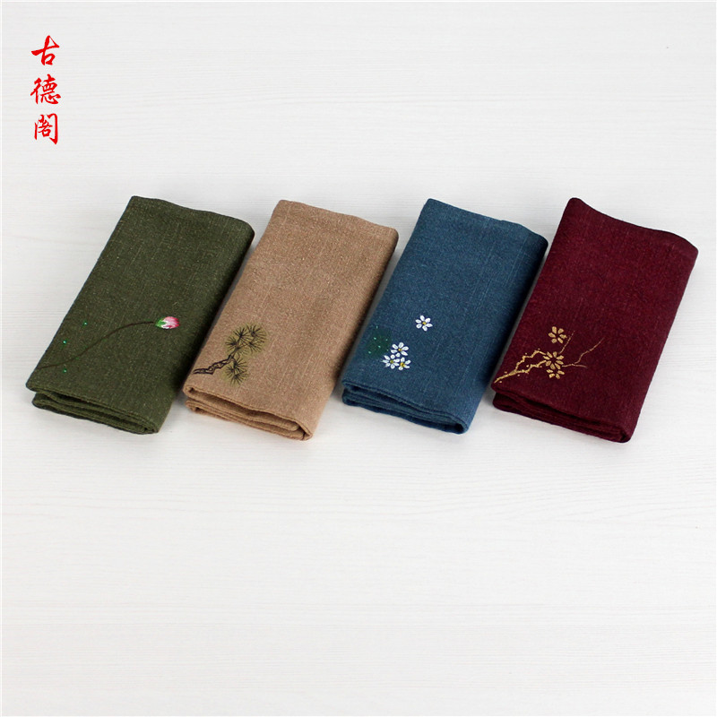 厂家批发手绘茶巾双层加厚吸水巾创意展士巾茶艺茶铺干泡垫