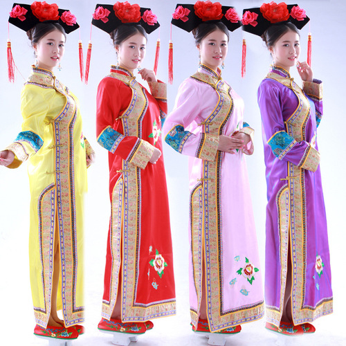 Qing dynasty monarch princess queen cosplay gown huanzhu cross-dressing manchu flag of princess costumes plus size studio qing ancient costume