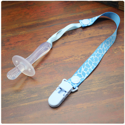 摆摊货源婴儿乳牙刷宝宝咬牙器 带档片柔软硅胶咬牙棒奶嘴夹2件|ms