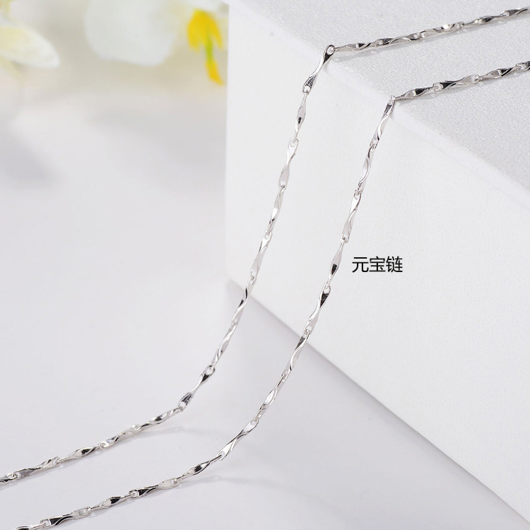 Korean Box Necklace Chain Snake Bone Water Wave Starry Ingot Clavicle Chain Jewelry display picture 4