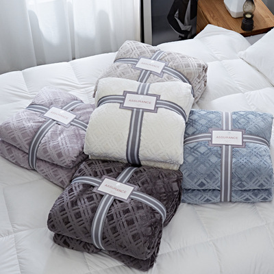 現貨批發 Lively羊羔絨雙層毯刷花法蘭絨雙人毯 廠家直銷冬季蓋毯