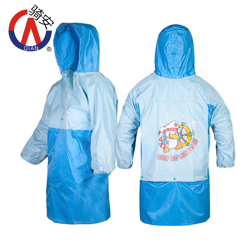Children's Raincoat with Schoolbag for Boys and Girls Fashion Color Matching Raincoat Rain Pants Set Creative Cute Cartoon Poncho