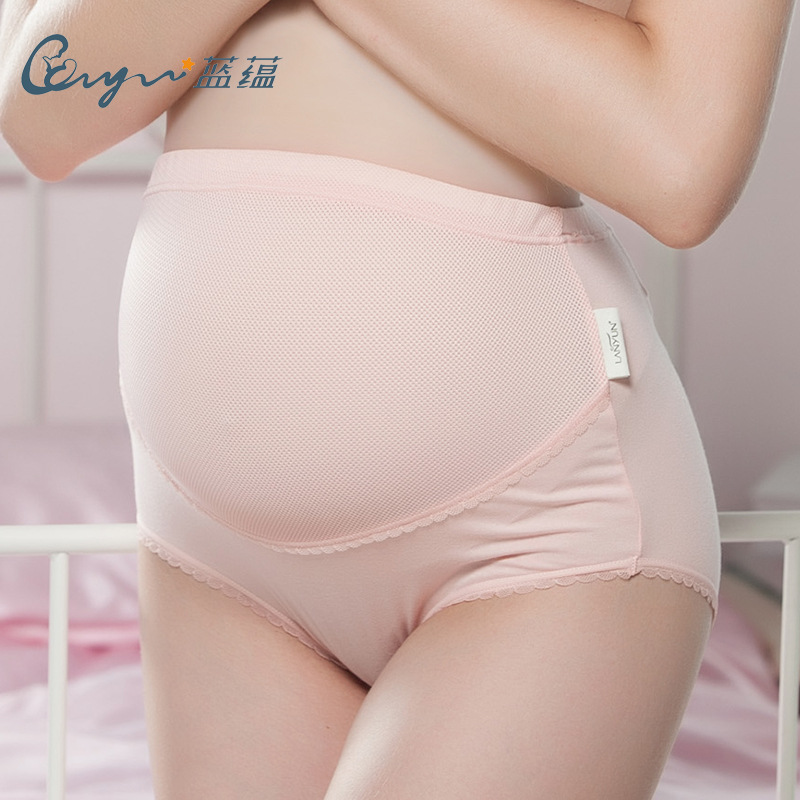 孕妇莫代尔内裤舒适托腹可调节松紧高腰孕期三角裤头蓝蕴工厂|ms