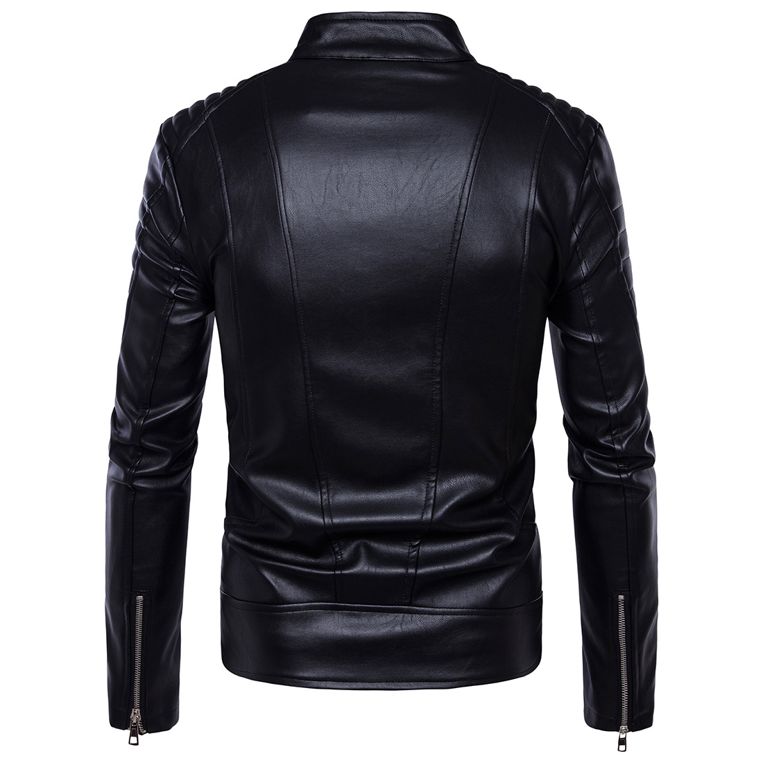 Quick sale of new products of Tong wish autumn and winter men's locomotive leather coat Korean version slim multi zipper leather jacket keou men's coat