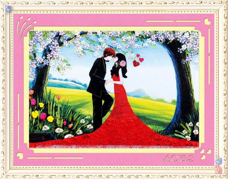 Oujin nianhua cinta bordado fábrica directa color impresión colgante pintura nos encanta la sala de estar entrada de la sala de pintura decorativa