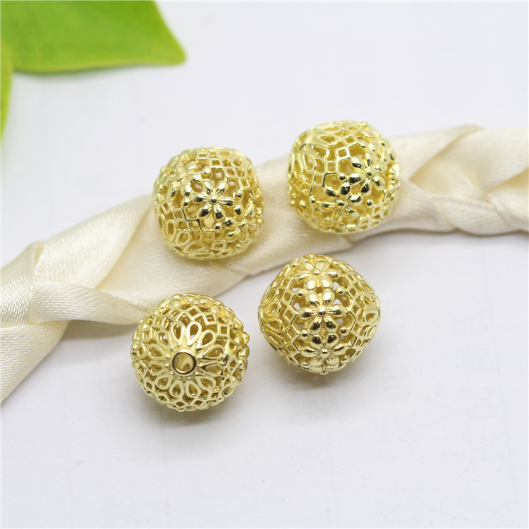 韩版diy饰品配件纯铜镂空花球 古装新娘头饰配件穿珠挂件