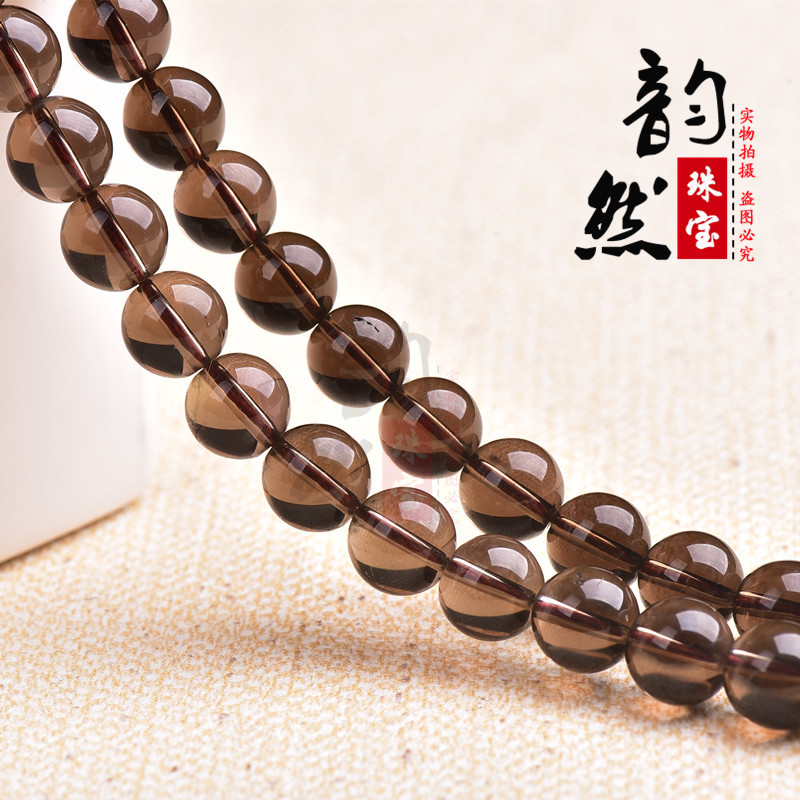 韵然 天然茶水晶散珠饰品配珠 diy手链茶晶半成品配珠 佛珠配件