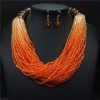 Fashionable multilayer resin, necklace and earrings, set, accessory handmade, gradient, European style