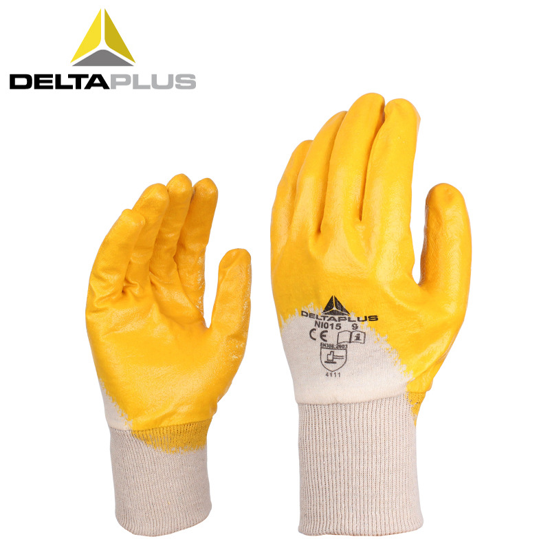代尔塔201015 轻型丁腈涂层棉手套 针织灵活透气耐磨手套劳保手套