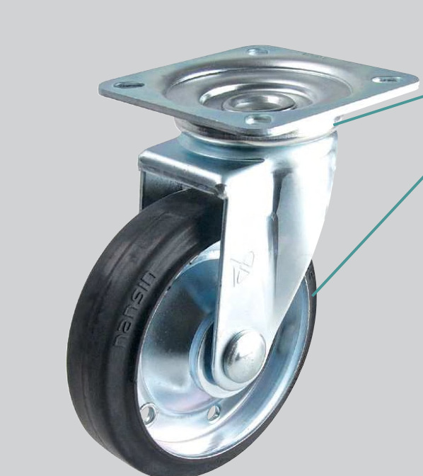 J-CPJ01-D200-RA 8寸黑色橡胶活动轮  负载250KG 怡合达脚轮