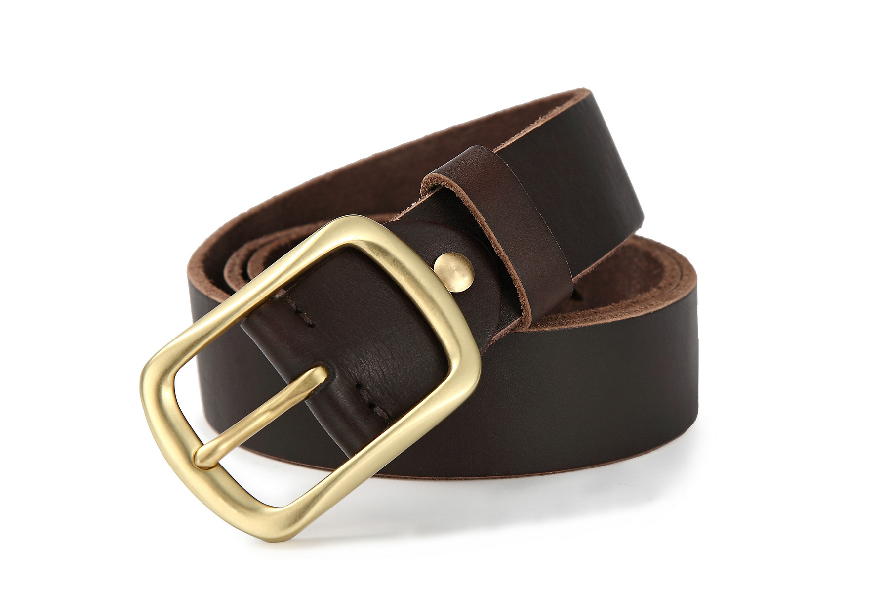 Minimalistische leren riem voor heren retro echt leer koeienhuid_voghion.com