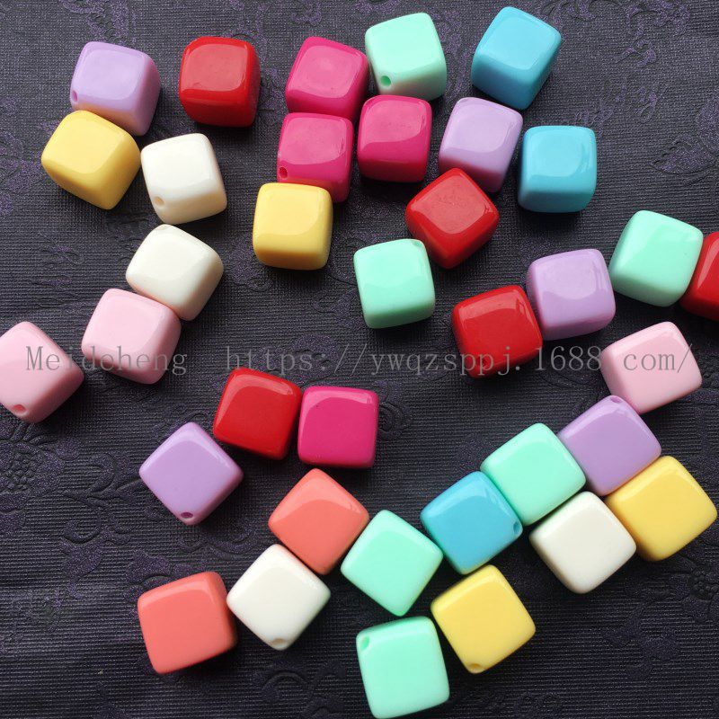 义乌美德恒 10mm彩色方珠侧角单孔耳钉用DIY手工串珠饰品配件详情图5