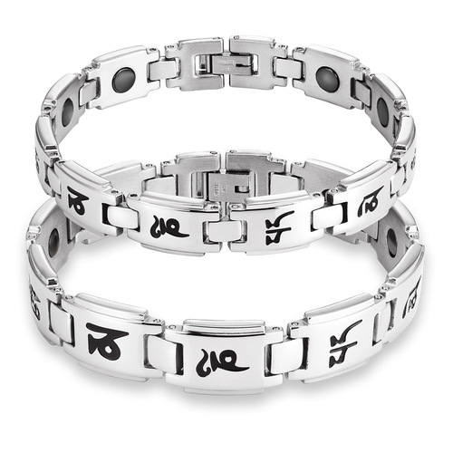 Korean men's and women's jewelry, fashion jewelry, six-character mantra magnet bracelet, titanium steel couple's bracelet