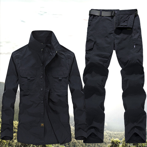 Spring and autumn quick-drying trousers suit for men, large size outdoor mountaineering clothing, security training clothing, overalls