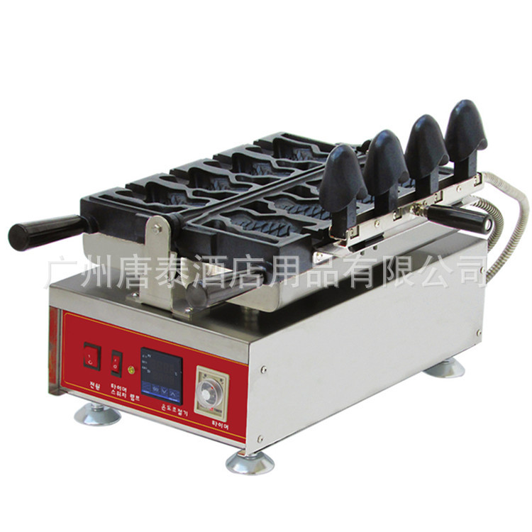 供应韩国旋转温控冰淇淋V型大口鲷鱼烧机鱼型华夫机韩式小鱼饼机