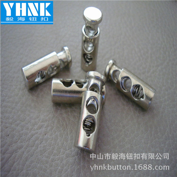 高档双孔弹簧调节扣 合金松紧帽绳扣 银色绳索卡扣金属 24.5*9MM