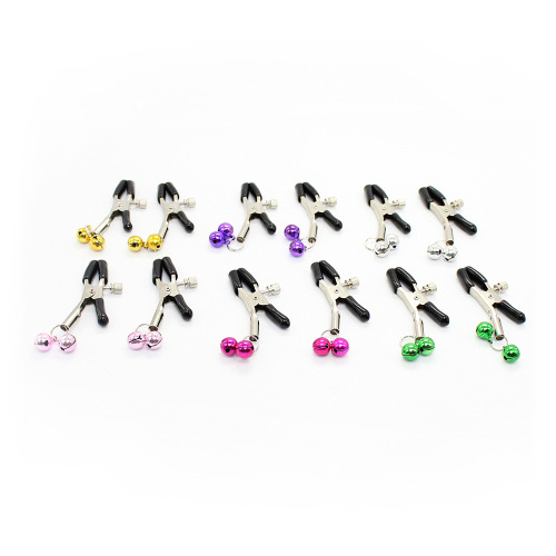 Wholesale erotic nipple clamps 2 sets of bell nipple clamps metal breast clamps adult products flirting toys 