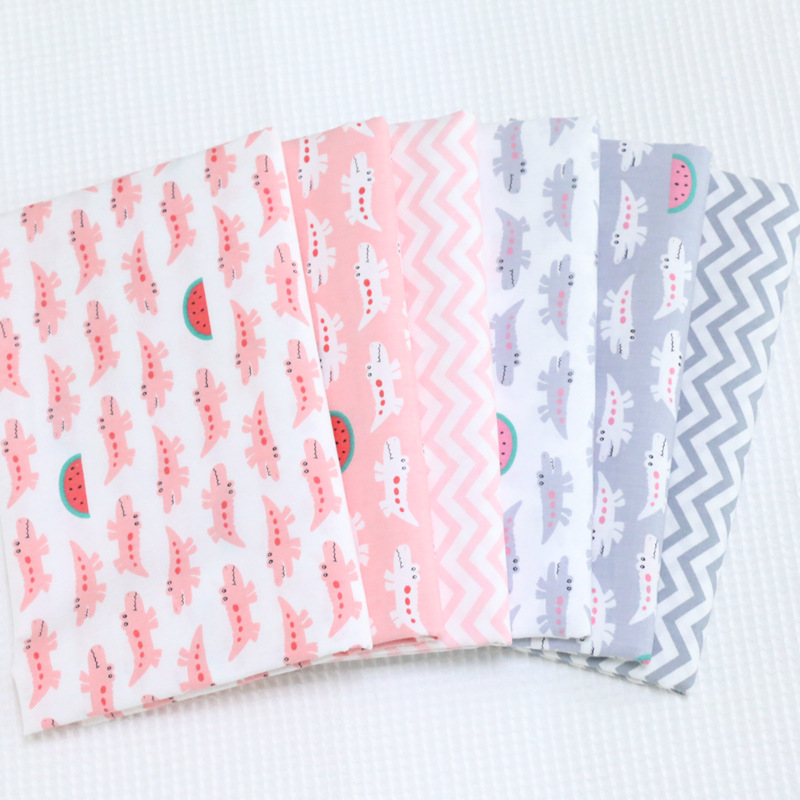 幼儿园宝宝睡垫被套枕套纯棉面料批发  卡通小鳄鱼西瓜全棉印花布