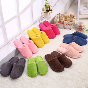 Indoor Home Casual Winter Floor Slippers Men Plush Couple Home Warm Cotton Slippers Female Manufacturers