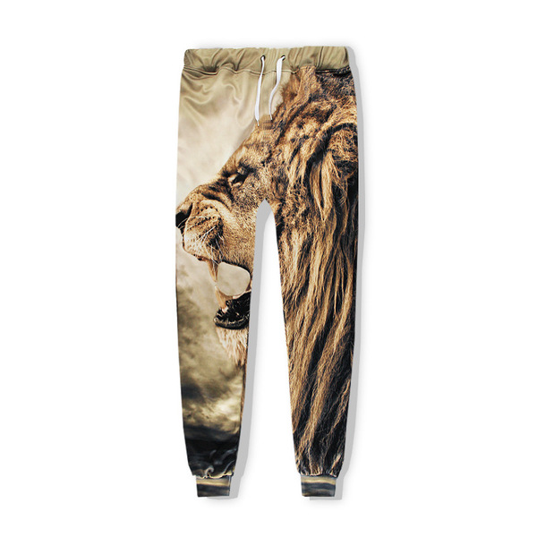 The explosion of 3D digital printing lion lion animal pattern pants casual pants pants men jogging