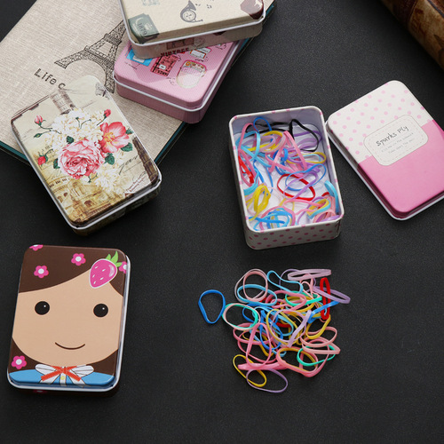 Creative Rectangle Tin Box, Cartoon Mini Card Storage Box, Hair Clip Accessory Small Tin Box Wholesale