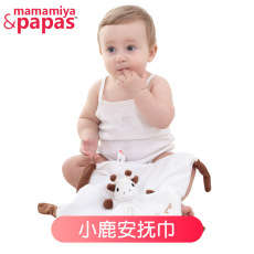新生儿宝宝小鹿口水巾婴儿外贸动物陪睡安抚巾毛绒玩具厂家批发