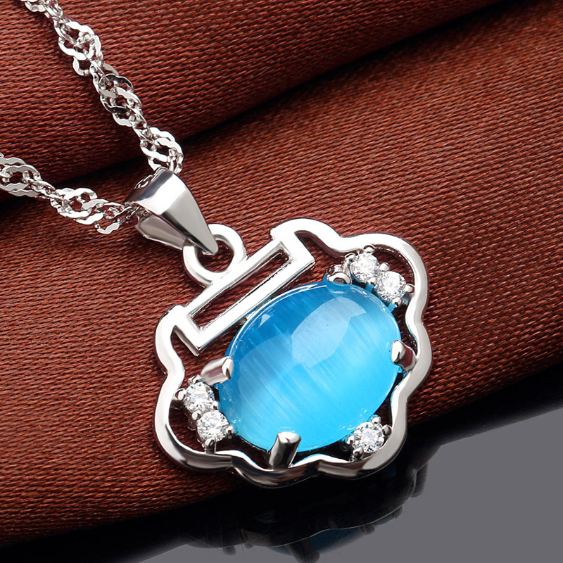 Estilo coreano moda s925 colgante de plata OPAL larga vida collar cadena clavícula femenina temperamento elegante joyería popular