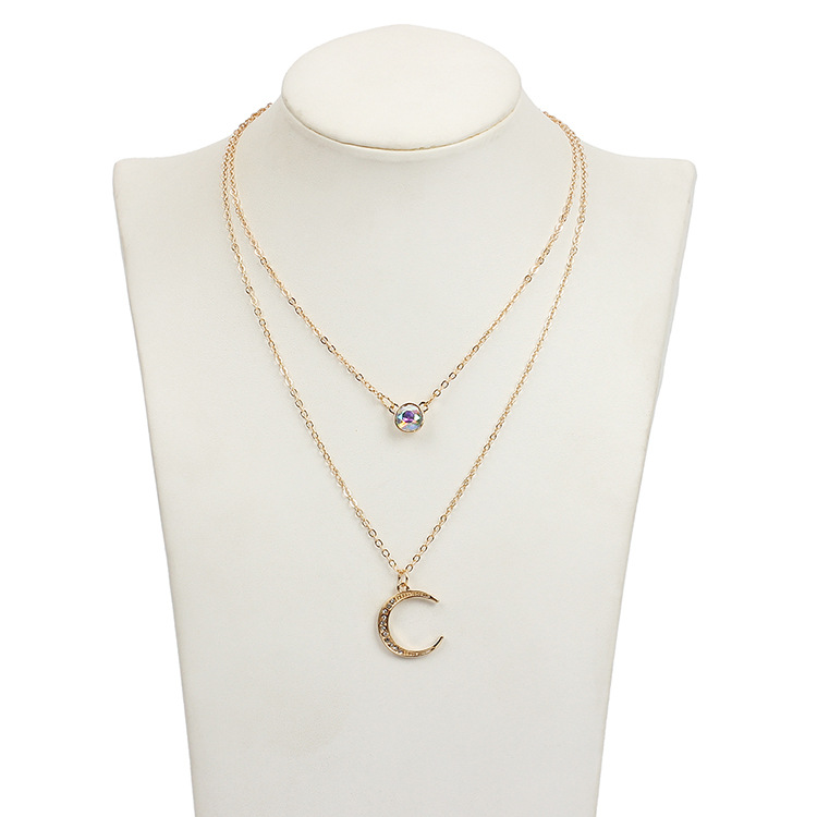 9g Weight Necklace Classification Women'S Gender Gold, Silver Color Hot-selling  Moon Pendant Multilayer Necklace Wholesale 3