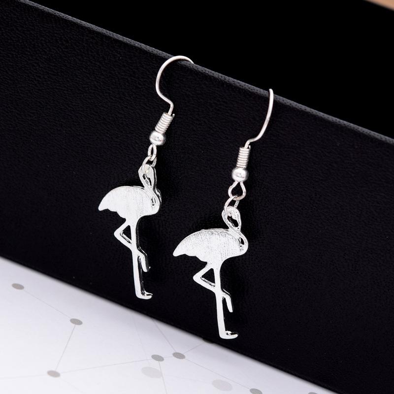 Best Selling Handmade Brushed Red-crowned Crane Earrings Fashion Animal Red-crowned Crane Alloy Earrings display picture 4