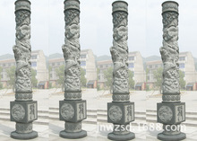 山東青石雕刻圖騰柱價格 石造圖騰文化柱圖 圖騰石柱廠家