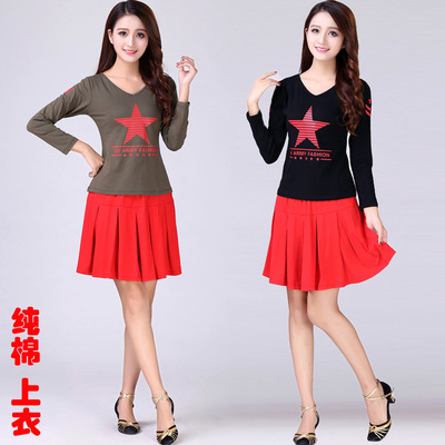 2017新款水兵五星舞广场舞舞蹈服装套装 纯棉表演服 运动服包邮|ms