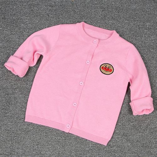 CAMPURE School Pure Color Knit Cardigan, Unisex Medium and Small Children's Cotton Thread Children's Outerwear with Same Pattern